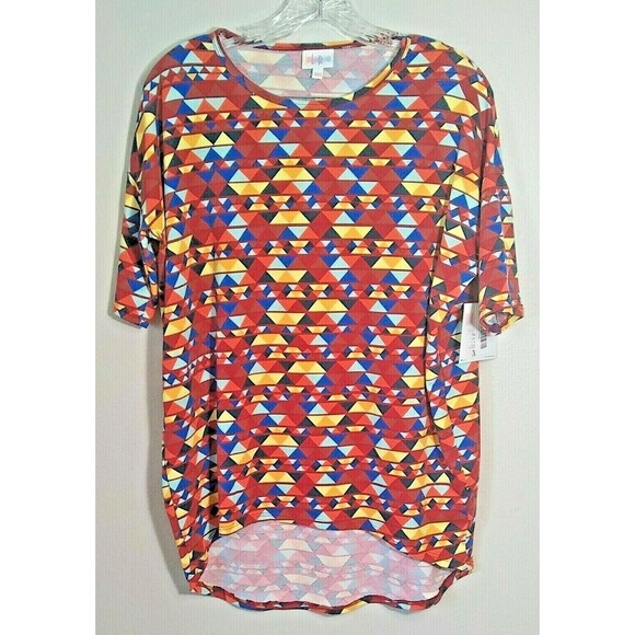 LulaRoe Irma Tunic Multicolored Bright Triangle Print Hi Low Hem Womens XXS - Picture 1 of 5
